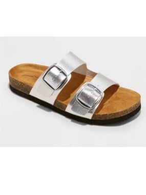 Universal Thread Metallic Silver Slide Sandal